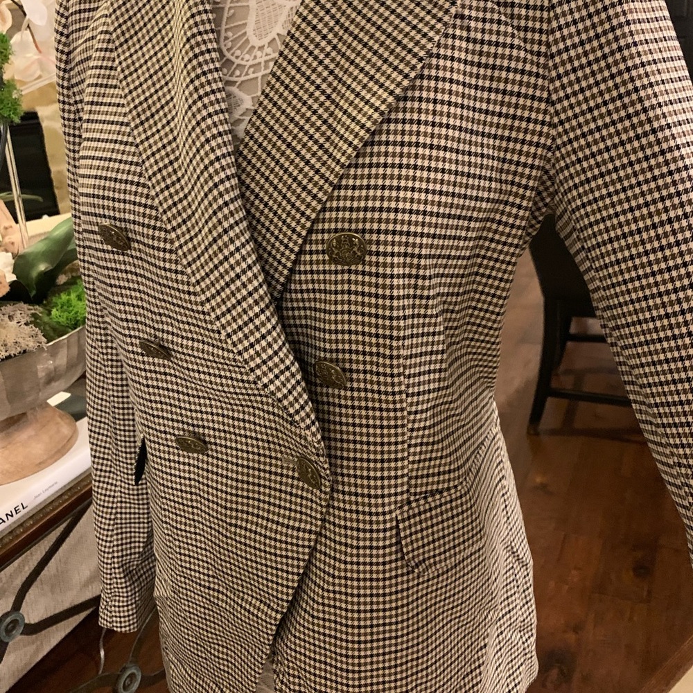 Rachel Zoe Houndstooth Blazer in Black and Cream
